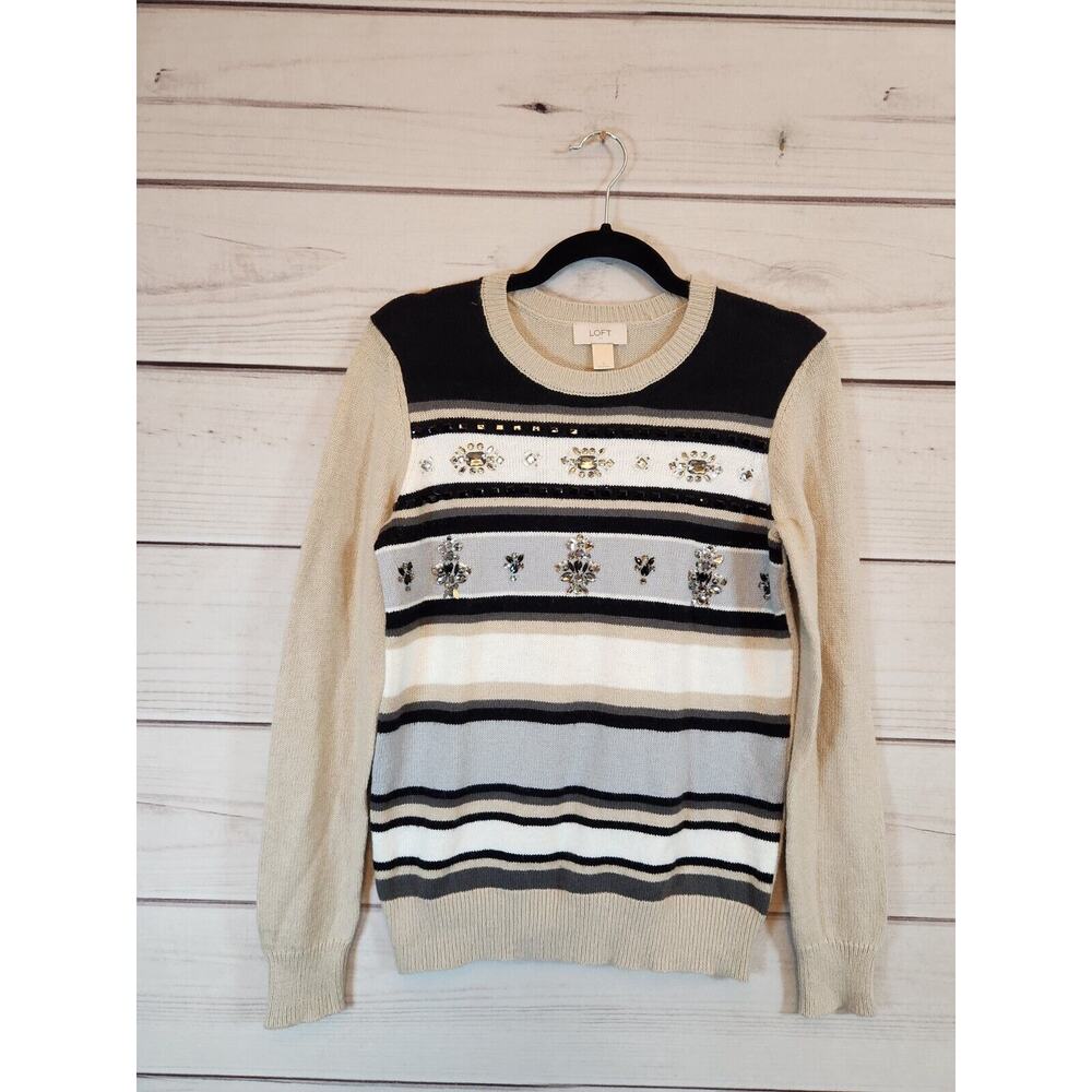 Ann Taylor Women's Long Sleeve Striped Sweater Size S